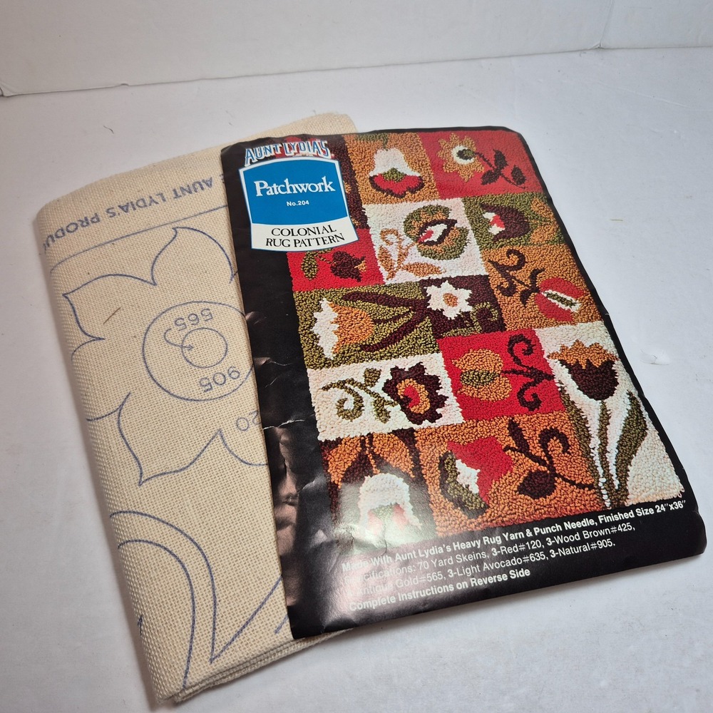 Aunt Lydia's PATCHWORK COLONIAL Printed Canvas Rug Pattern #204 OPEN BAG
